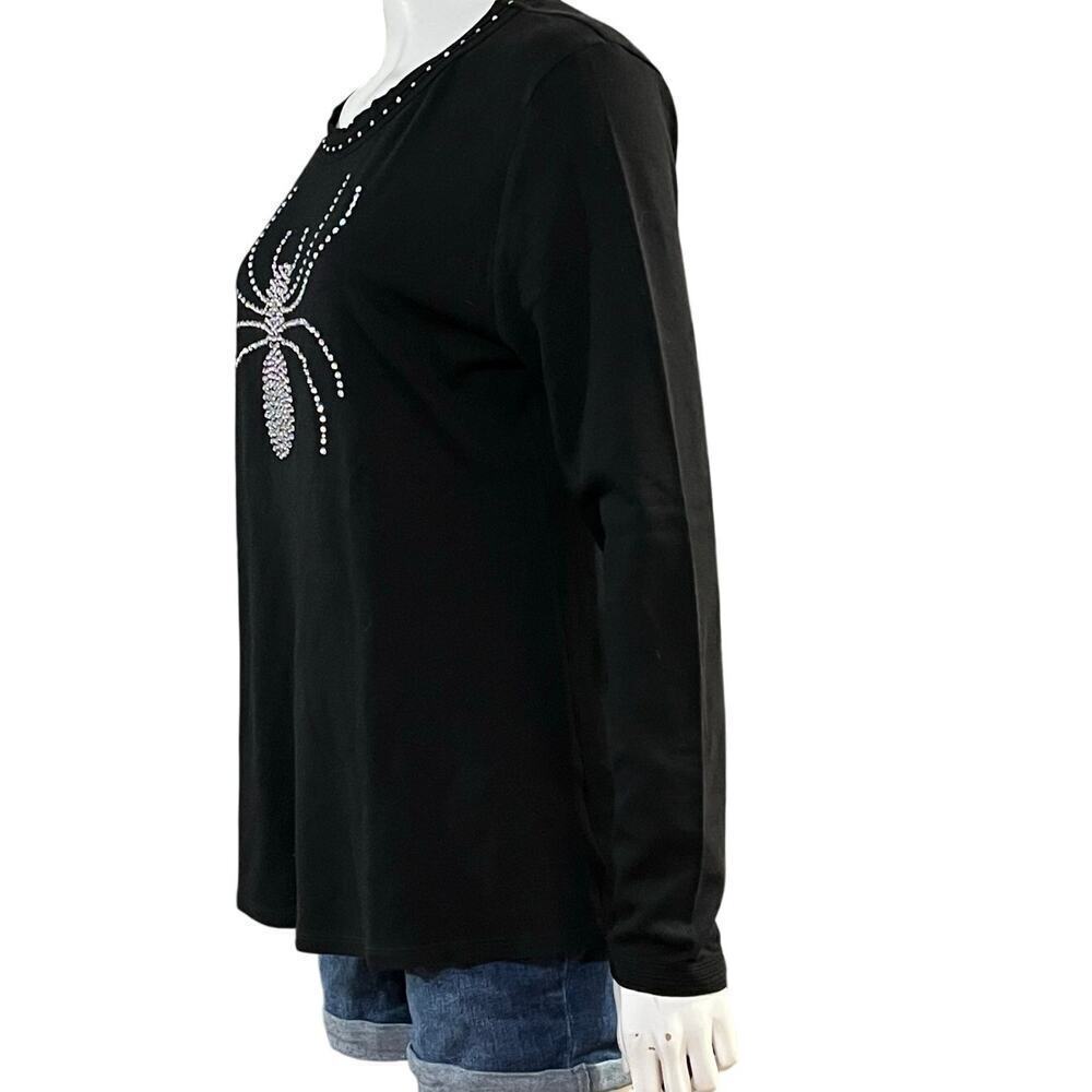 Central Park West Spider Rhinestone Sweatshirt Black Long Sleeve Top Size XL - Picture 5 of 11